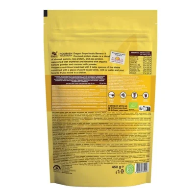 Bột protein Shake chuối và dừa hữu cơ Dragon Superfoods